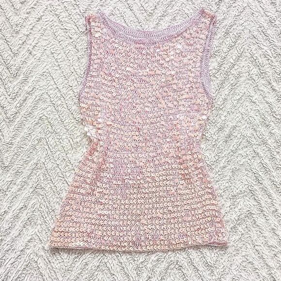 Y2K Iridescent Crochet Sequined Beaded Fairy Top - Picture 1 of 3